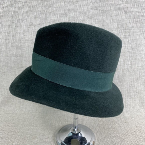 Lock And Co Rabbit Felt Quirky Trilby Bowler Hat Womens 22" Green Fedora - Picture 4 of 8